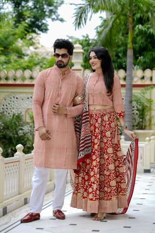 Couple Matching Kurta and Lehenga