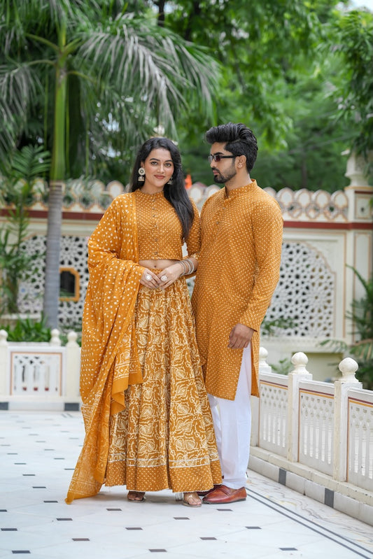 Couple Matching Kurta and Lehenga
