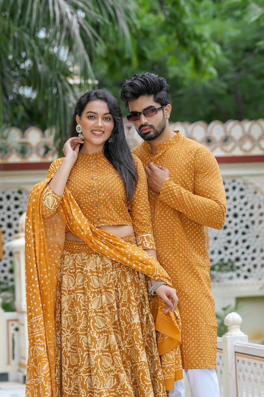 Couple Matching Kurta and Lehenga