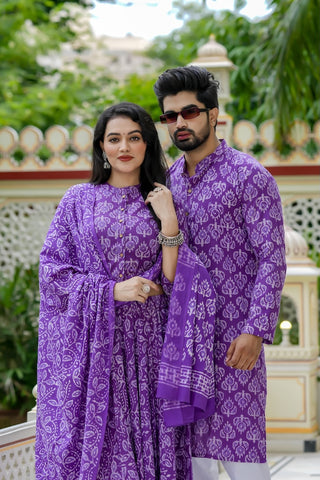 Couple Matching Kurta and Lehenga