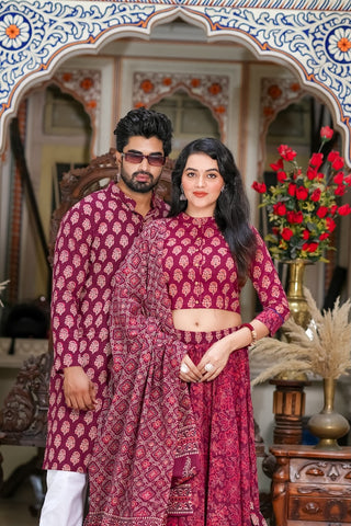 Couple Matching Kurta and Lehenga