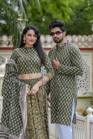 Couple Matching Kurta and Lehenga