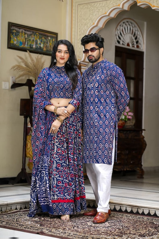 Couple Matching Kurta and Lehenga