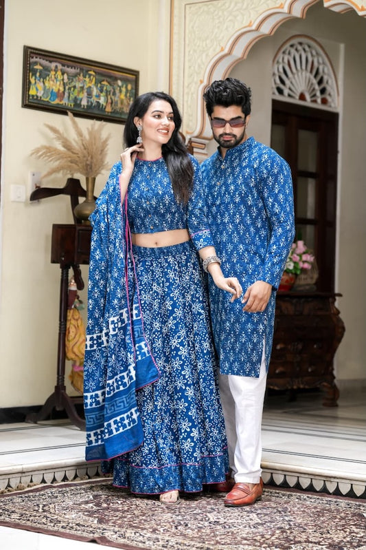 Couple Matching Kurta and Lehenga