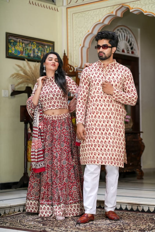 Couple Matching Kurta and Lehenga