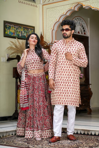 Couple Matching Kurta and Lehenga