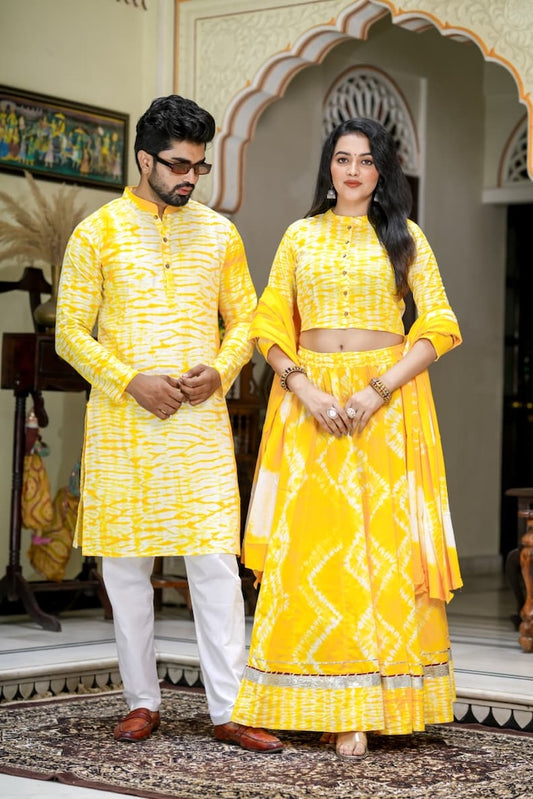 Couple Matching Kurta and Lehenga
