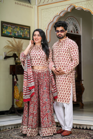Couple Matching Kurta and Lehenga