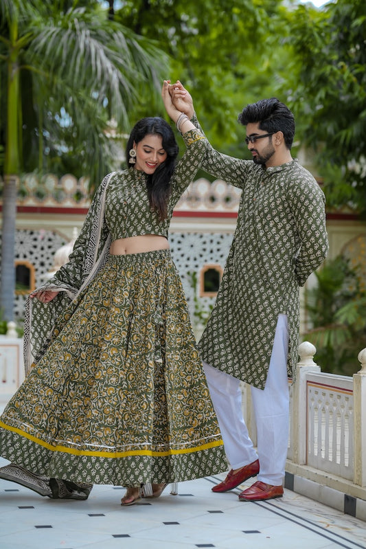 Couple Matching Kurta and Lehenga