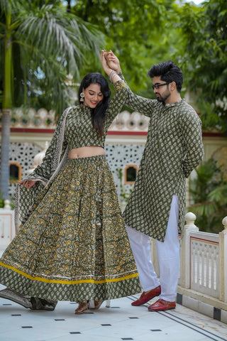 Couple Matching Kurta and Lehenga
