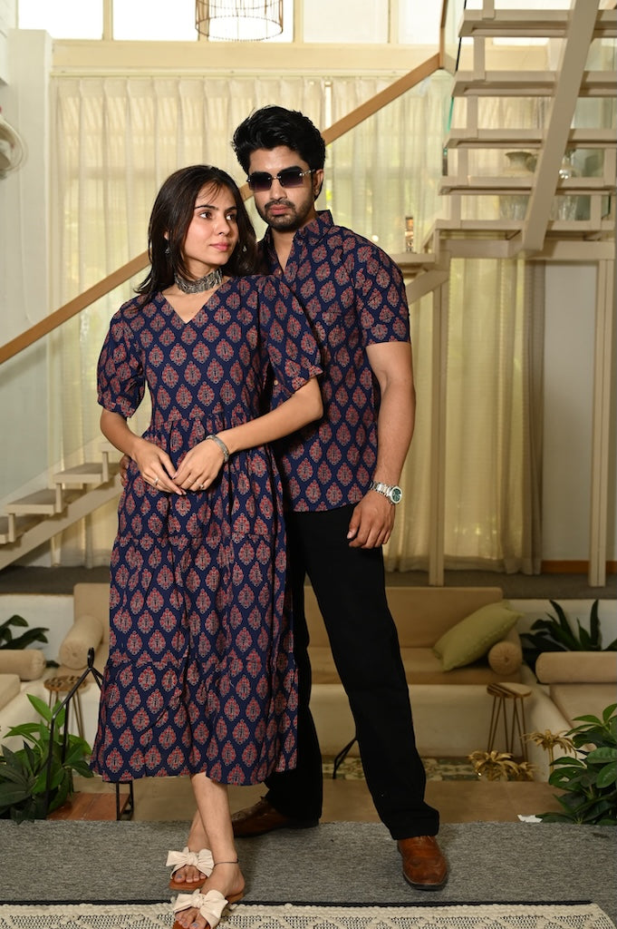 matching shirt and dress Cotton Shirt Dress Combo Twinning Couple Matching Outfit