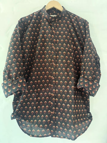Ajrakh Print Mandarin Collar Cotton Shirt for Men
