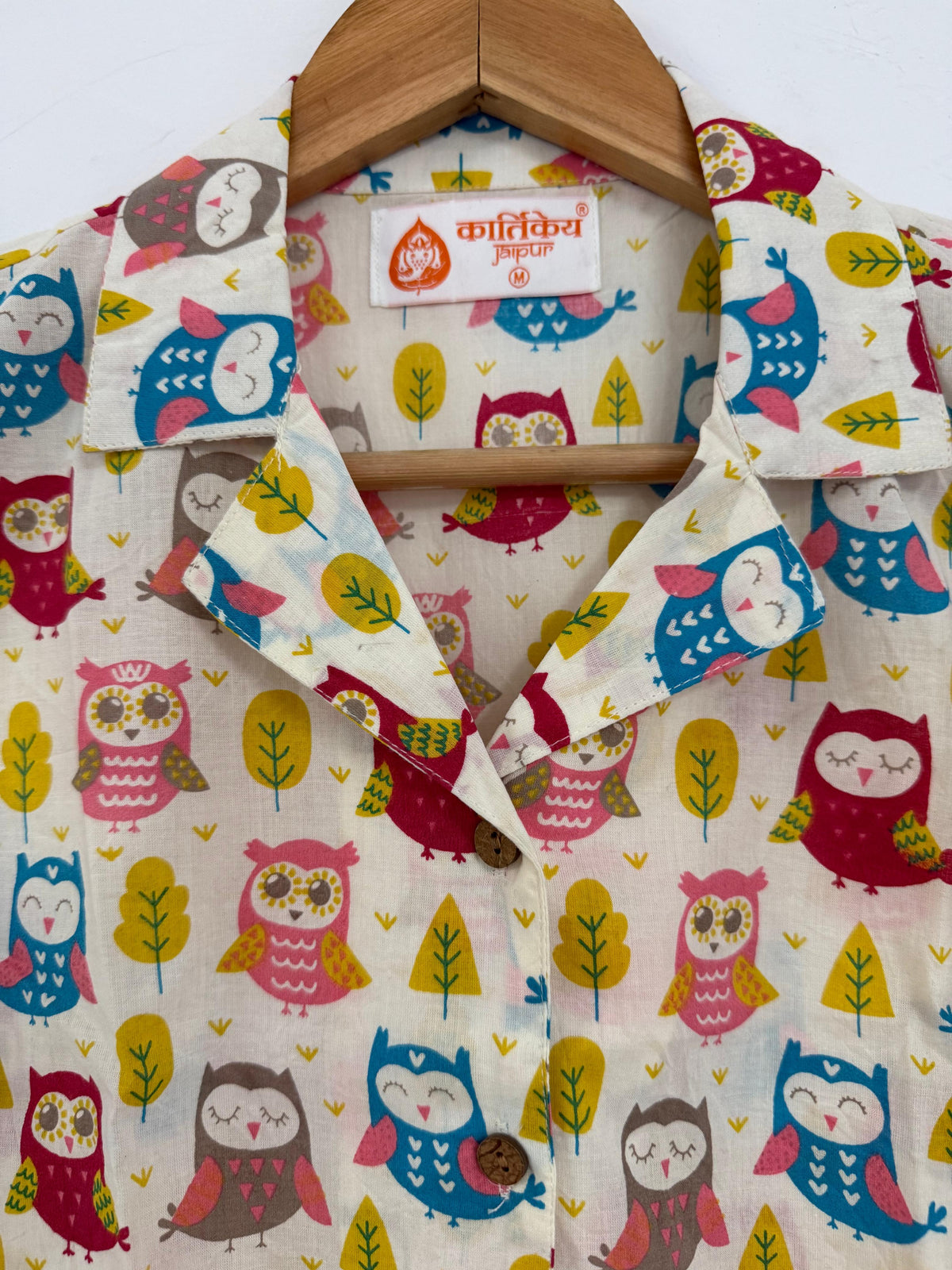 Cute Owl Print Crop Shirt for Women