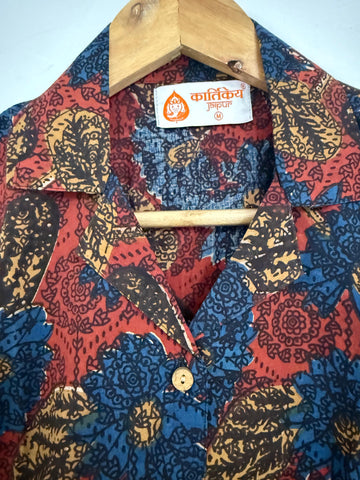 Floral Print Cotton Crop Shirt for Women