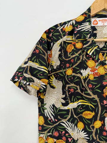 Jungle Print Vintage Cotton Crop Shirt for Women