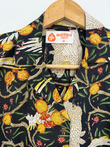 Jungle Print Vintage Cotton Crop Shirt for Women