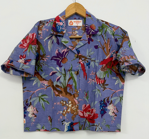 Jungle Print Crop Shirt for Women