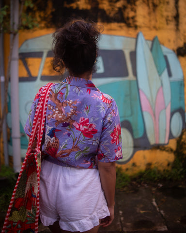 Jungle Print Crop Cotton Shirt for Women