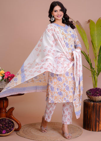 Women’s Cotton Kurti 3 piece suit