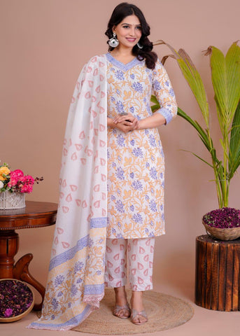 Women’s Cotton Kurti 3 piece suit