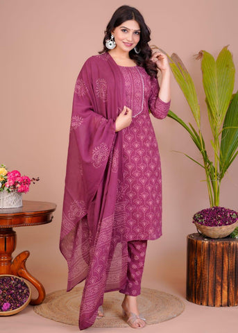 Women’s Cotton Kurti 3 piece suit