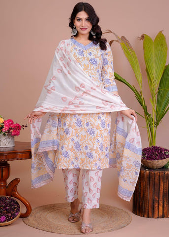 Women’s Cotton Kurti 3 piece suit
