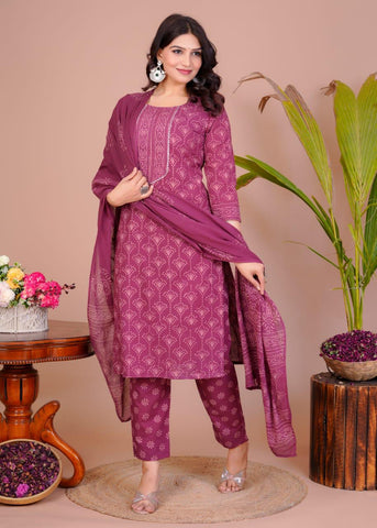 Women’s Cotton Kurti 3 piece suit