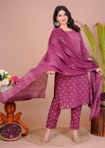 Women’s Cotton Kurti 3 piece suit
