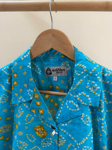 Classic  Bandhani Print Cuban Collar Shirt for Men