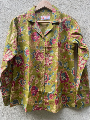 Floral Print Full Sleeve Cotton Shirt for Womens