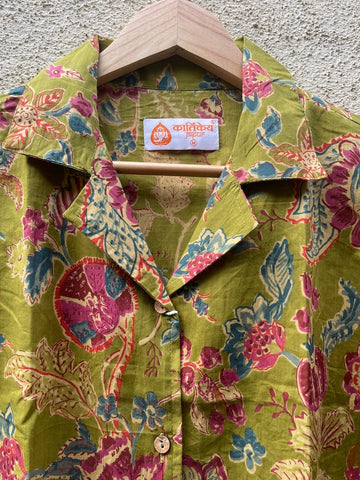 Floral Print Full Sleeve Cotton Shirt for Womens