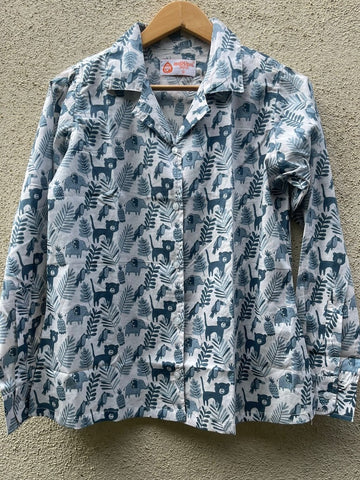Jungle Print Full Sleeve Cotton Shirt for Womens