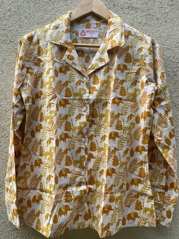 Jungle Print Full Sleeve Cotton Shirt for Womens