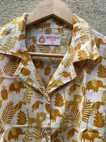 Jungle Print Full Sleeve Cotton Shirt for Womens