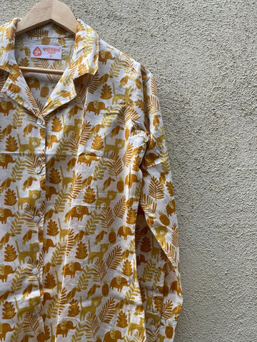 Jungle Print Full Sleeve Cotton Shirt for Womens