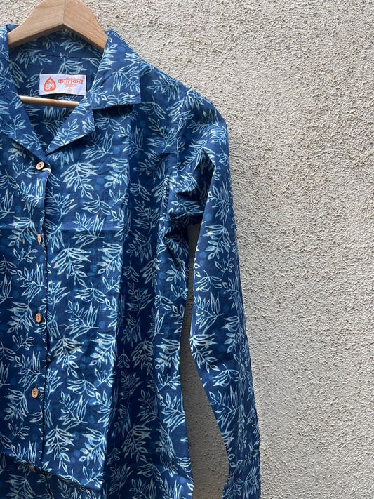 Natural Print Full Sleeve Cotton Shirt for Womens