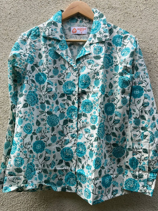 Floral Print Full Sleeve Cotton Shirt for Womens