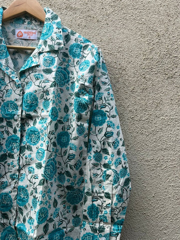 Floral Print Full Sleeve Cotton Shirt for Womens