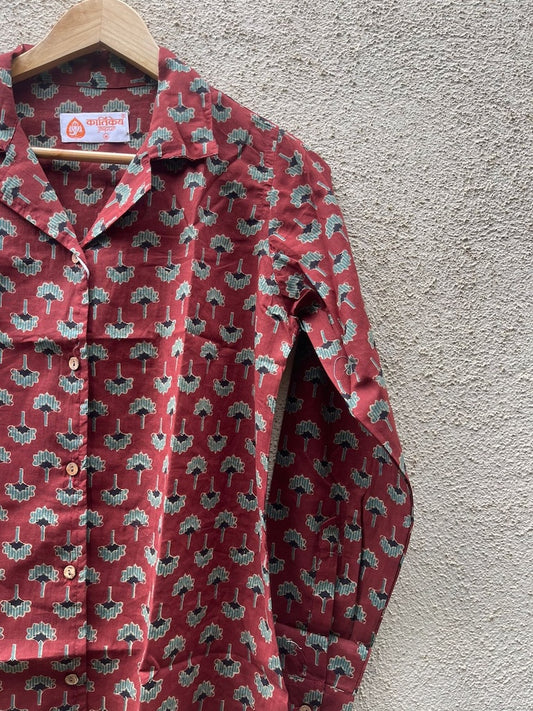 Sanganeri Print Full Sleeve Cotton Shirt for Women