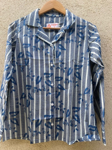 Indigo Print Full Sleeve Cotton Shirt for Womens