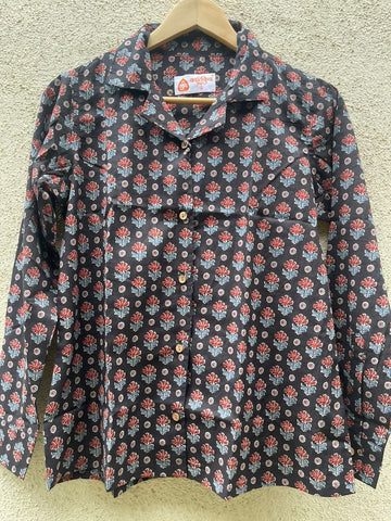 Floral Print Full Sleeve Cotton Shirt for Womens
