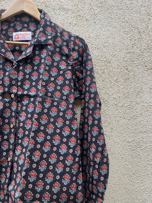 Floral Print Full Sleeve Cotton Shirt for Womens