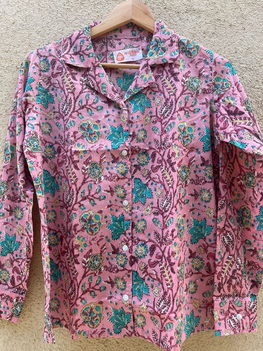 Floral Print Full Sleeve Cotton Shirt for Womens