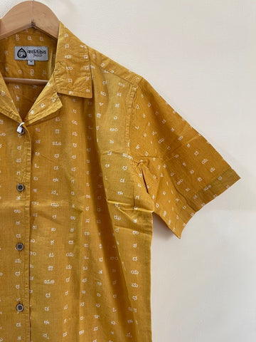 Oversized Classic Kannada Script Cuban Shirt For Womens