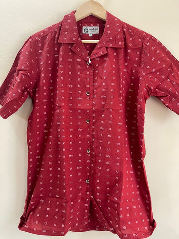 Oversized Classic Kannada Script Cuban Shirt For Womens