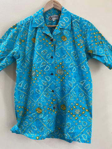 Oversized Bandhej Print Cuban Shirt For Womens