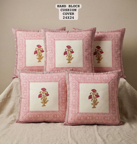 Hand Block Printed 100% Pure Cotton Cushion Covers ( 24*24 )