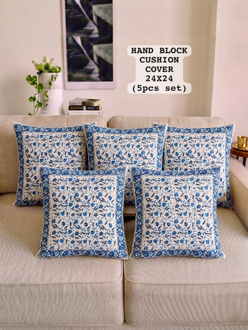 Hand Block Printed 100% Pure Cotton Cushion Covers ( 24*24 )