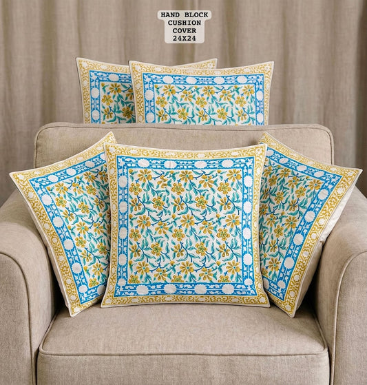 Hand Block Printed 100% Pure Cotton Cushion Covers ( 24*24 )