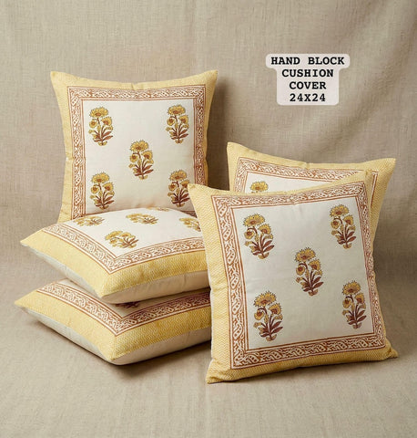 Hand Block Printed 100% Pure Cotton Cushion Covers ( 24*24 )